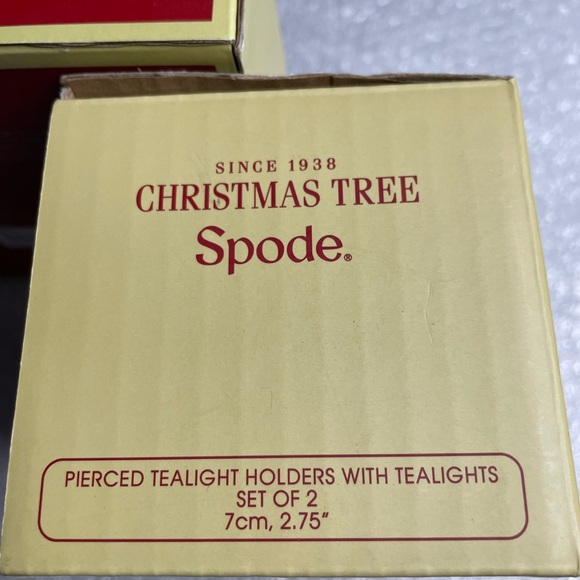 Spode Christmas Tree Pierced Heart Dish & Pair of Votive Candle Holders - Picture 7 of 10